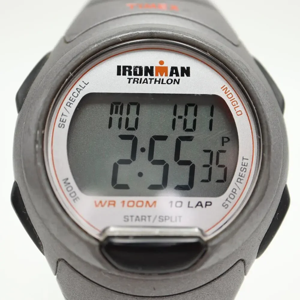 Timex Ironman Triathlon Watch Men Indiglo 40mm Black Gray 10 Lap w New Battery